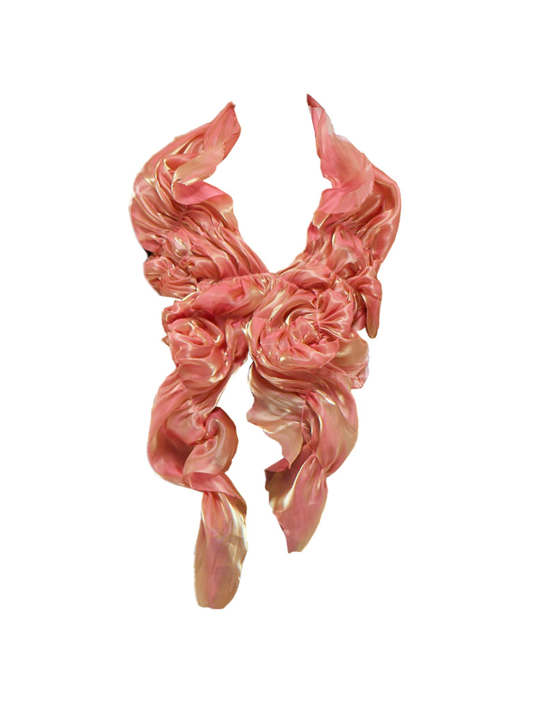 Pink and gold halterneck top on a white background