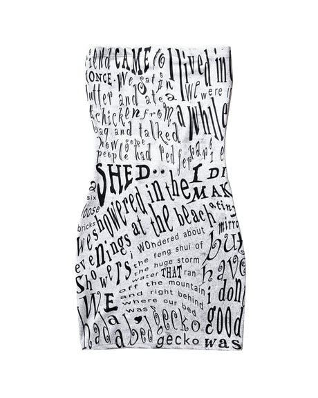 dress with black text on a white background